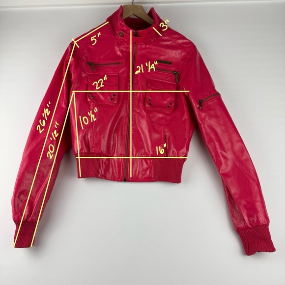 Paper Denim & Cloth Women’s Large Pink Faux Leather Bomber Jacket - Picture 10 of 10